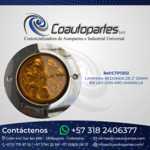 LAMPARA REDONDA DE 2" 50MM EN LED CON ARO AMARILLA