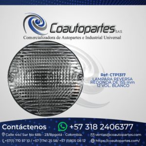 LAMPARA REVERSA REDONDA DE 155 mm 12 VOL. BLANCO 10155-C