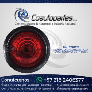 LAMPARA ENCAUCHETADA S/REFLECTIVO DE 4" ROJA