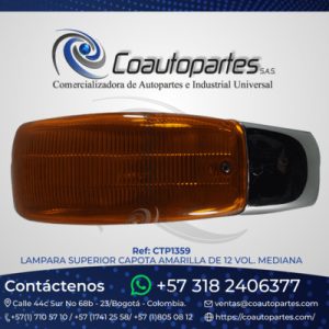 LAMPARA SUPERIOR CAPOTA AMARILLA DE 12 VOL. MEDIANA