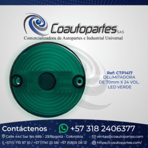 DELIMITADORA DE 70mm X 24 VOL. LED VERDE MUL050770