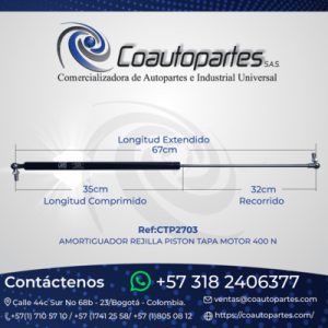 AMORTIGUADOR REJILLA PISTON TAPA MOTOR BUSSCAR 400N ROTULA CAR6740 AL6740