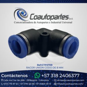 RACOR UNION CODO DE 8 MM