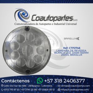 LAMPARA DE REVERSA BLANCA LED DIAM 155MM 24VOL BRASLUX