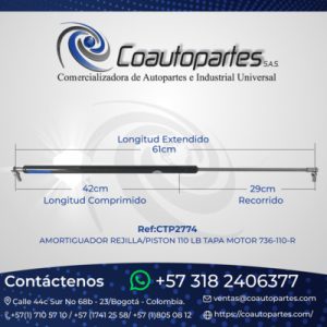 AMORTIGUADOR REJILLA/PISTON 110 LB TAPA MOTOR 736-110-R