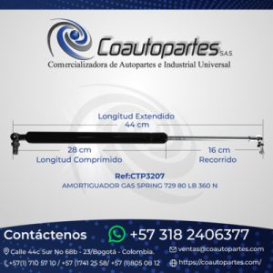 AMORTIGUADOR GAS SPRING 729 80 LB 360 N G-729-80M