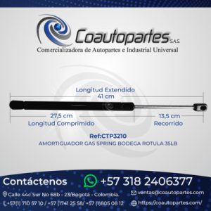 AMORTIGUADOR GAS SPRING BODEGA ROTULA 35LB 731-35