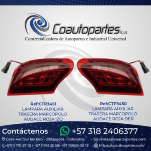 LAMPARA AUXILIAR TRASERA MARCOPOLO AUDACE ROJA DER