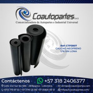 CAUCHO NEOPRENO 1/16 SIN LONA LNC0032