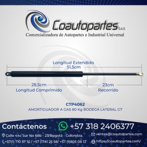 AMORTIGUADOR A GAS 80 Kg BODEGA LATERAL G7 10144988