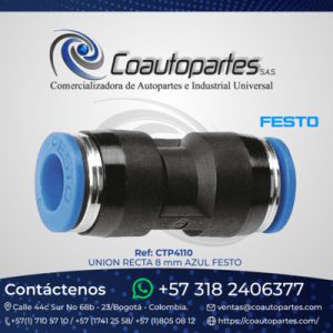 UNION RECTA 8 mm AZUL FESTO 130688 P/in connector QS-8-50