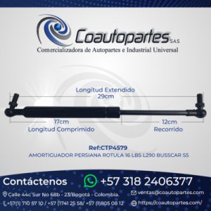 AMORTIGUADOR PERSIANA ROTULA 16 LBS L290 BUSSCAR S5 FNA 106956