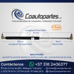 AMORTIGUADOR BODEGA ROTULA 60 LBS L410 BUSSCAR S5 FNA 106896