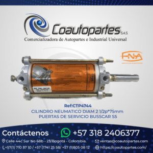 CILINDRO NEUMATICO DIAM 2 1/2p*75mm PUERTAS DE SERVIOCIO BUSSCAR S5 104547