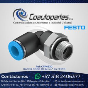 RACOR CODO DE 6mm * 1/4 FESTO Push-in L-fit QSL-1/4-6-100