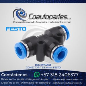 CONECTOR T DE 6mm FESTO Push-in t-conn. QST-6-100