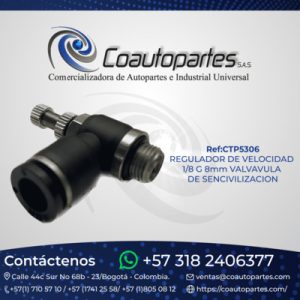 REGULADOR DE VELOCIDAD 1/8 G 8mm VALVAVULA DE SENCIVILIZACION