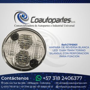 LAMPARA DE REVERSA BLANCA LED DIAM 75MM TORINO SILANSUL CON PERFORACION PARA FIJACION 10836619