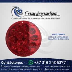 LUZ LED LIMITADORA ROJA TECHO 80MM 12V LRO 7055/R/