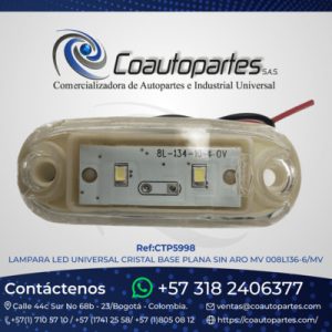 LAMPARA LED UNIVERSAL CRISTAL BASE PLANA SIN ARO MV 008L136-6/MV