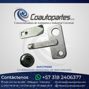 CJ CERRADURA HEXAGONAL DE 19MM ZINCADO