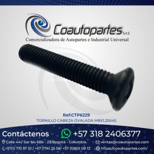TORNILLO CABEZA OVALADA M8X1.25X45